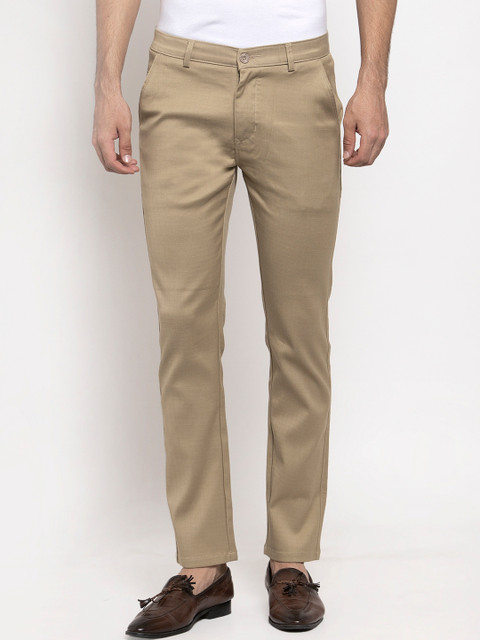 

Rodamo Men Khaki Slim Fit Solid Regular Trousers