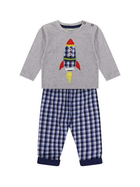

Lilly and Sid Boys Navy Blue & Grey Embellished T-shirt with Trousers