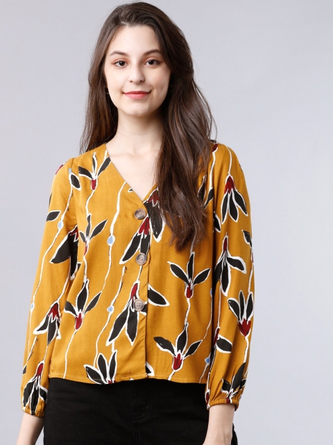 

Tokyo Talkies Women Yellow Floral Printed Top