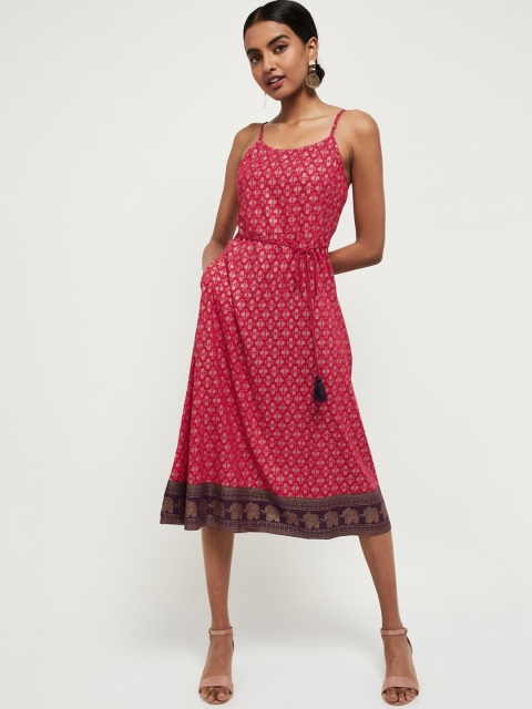 

max Women Pink Printed A-Line Dress