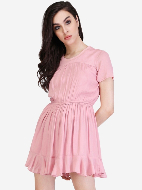 

Samshek Women Pink Solid A-Line Dress