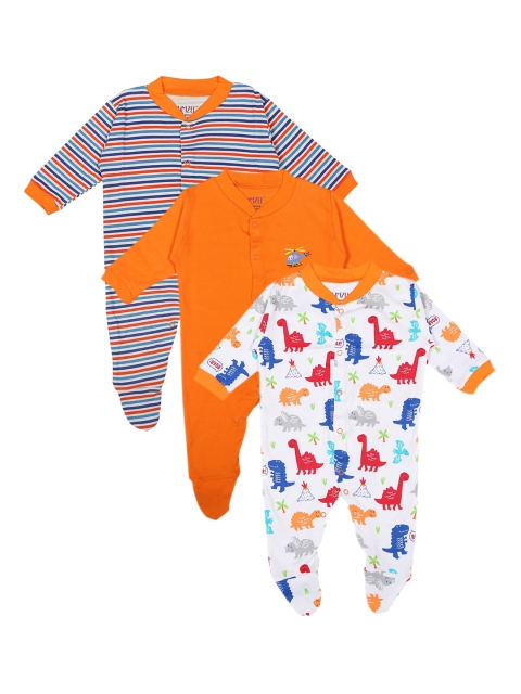 

BUMZEE Infant Kids Pack of 3 Sleepsuits, Orange