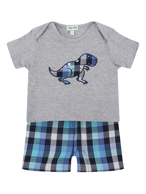 

Lilly and Sid Boys Grey & Turquoise Blue Embellished T-shirt with Shorts
