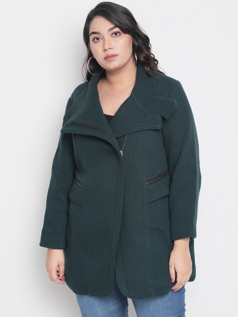 

Amydus Women Green Solid Single-Breasted Overcoat