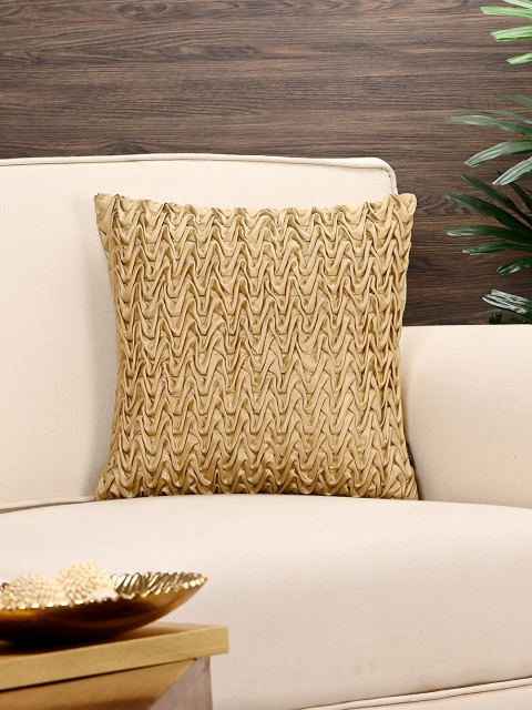 

Pure Home and Living Gold Set of Single Self Design Square Cushion Covers