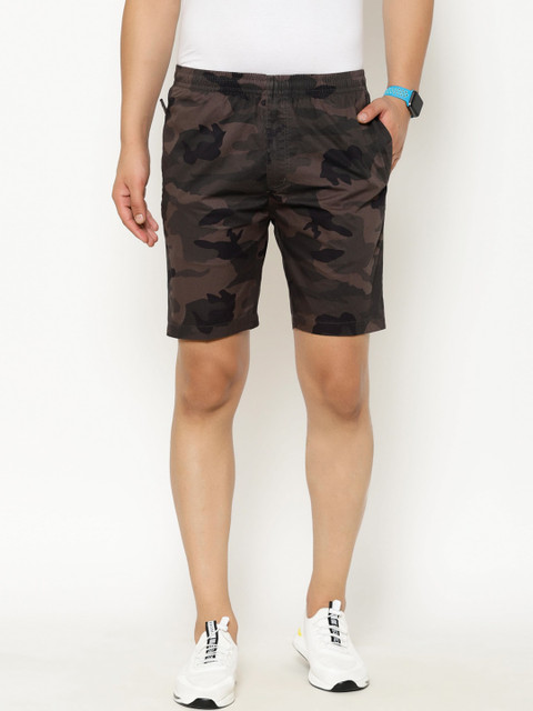 

SAPPER Men Black & Olive Green Printed Regular Fit Regular Shorts