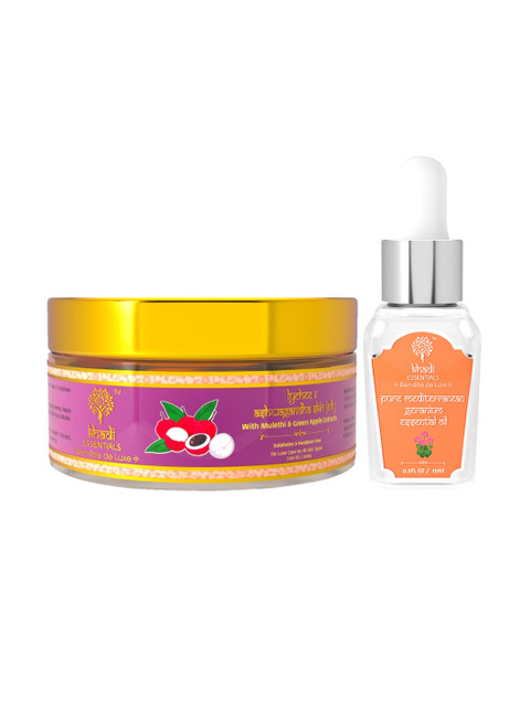 

KHADI ESSENTIALS Set of 2 Lychee Skin Jelly and Pure Mediterranean Geranium Essential Oil, Red