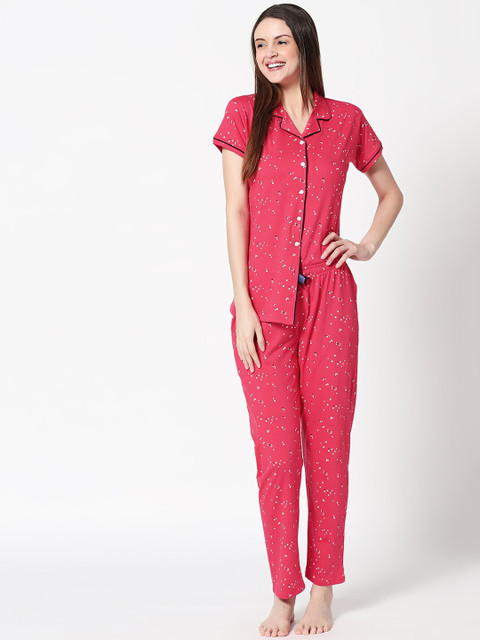 

Zeyo Women Red & White Printed Night Suit ZFO-5258-DPK