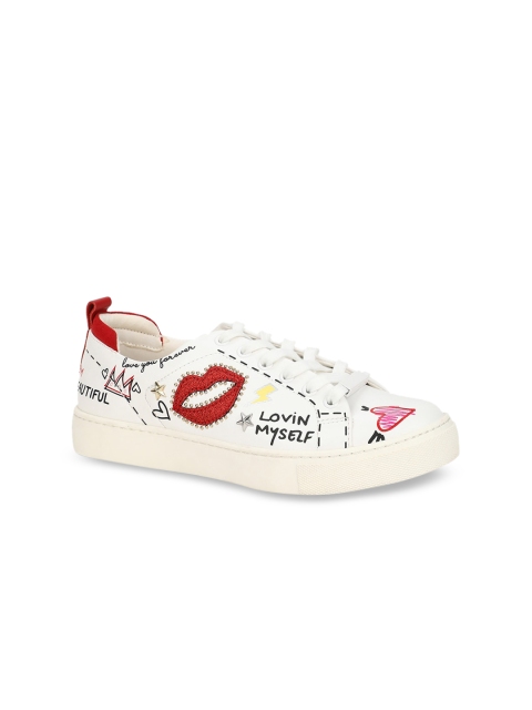 

ALDO Women White Printed Sneakers
