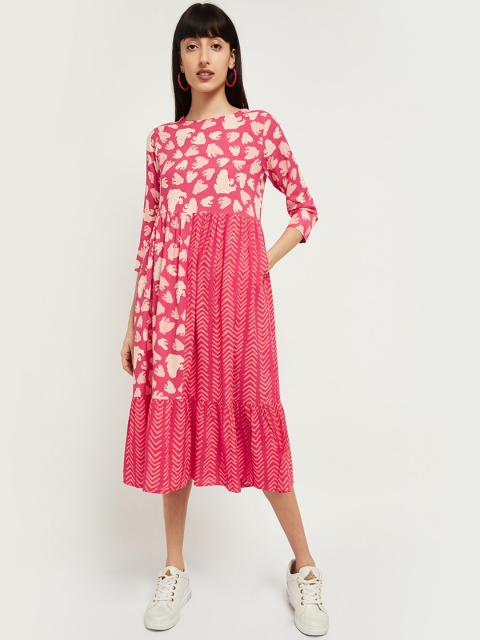 

max Women Pink Printed A-Line Dress