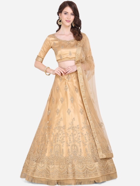 

Mitera Beige & Silver-Toned Embroidered Unstitched Lehenga & Blouse with Dupatta
