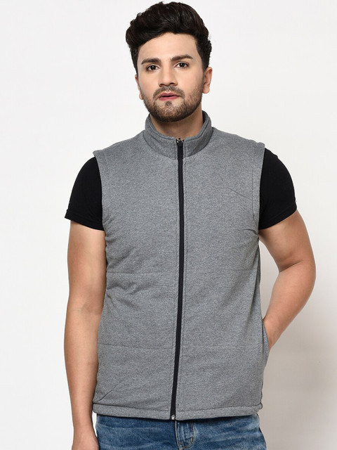 

Octave Men Grey & Navy Blue Colourblocked Reversible Sweatshirt
