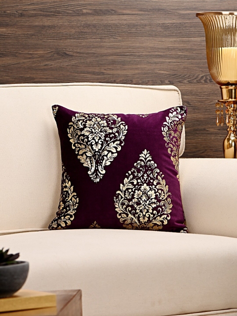 

Pure Home and Living Cushion Purple & Gold-Coloured Square Cushion Cover