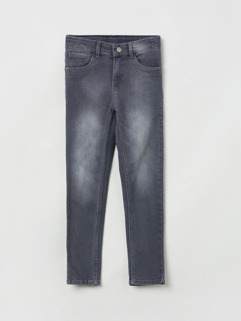 

max Boys Grey Regular Fit Mid-Rise Clean Look Jeans