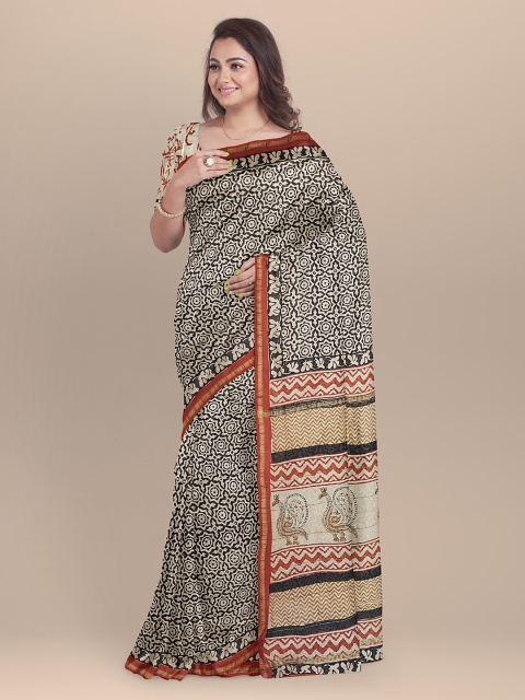 

BharatSthali BharatSthali Magenta Woven Design Silk Cotton Patola Saree, Beige