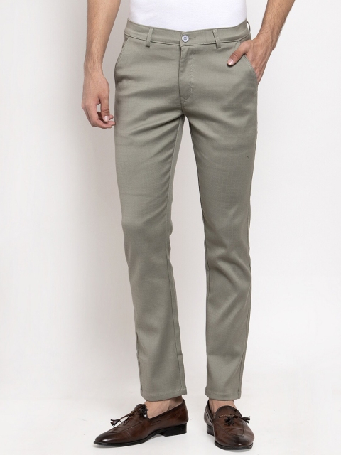 

Rodamo Men Green Slim Fit Checked Regular Trousers