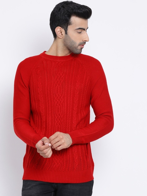 

Richlook Men Red Self Design Woolen Pullover Sweater