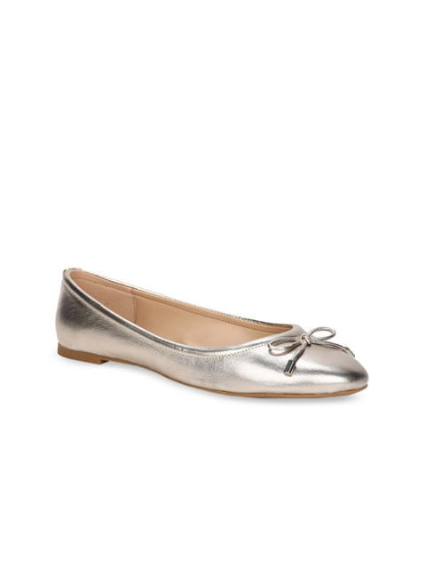 

ALDO Women Silver-Toned Solid Leather Ballerinas