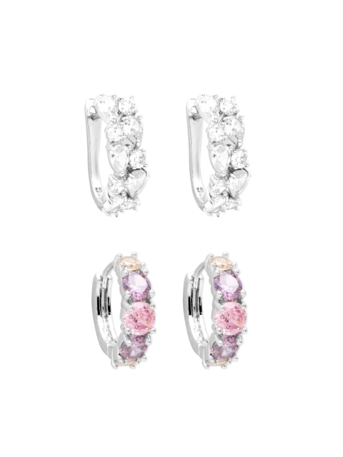 

Yellow Chimes Lavender & Silver-Toned Handcrafted Contemporary Studs