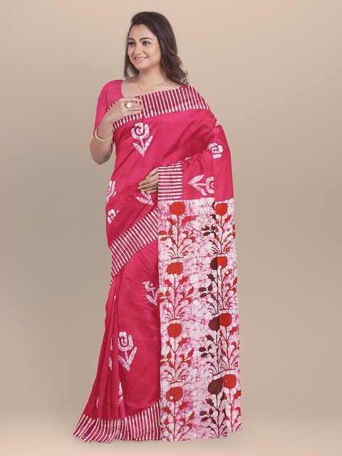 

BharatSthali Pink Printed Pure Cotton Saree