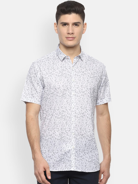 

V Dot Men White & Black Slim Fit Printed Casual Shirt