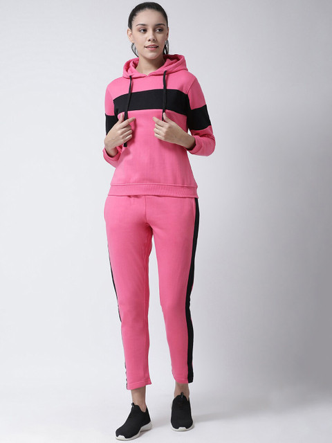 

Club York Women Pink & Black Colourblocked Tracksuit