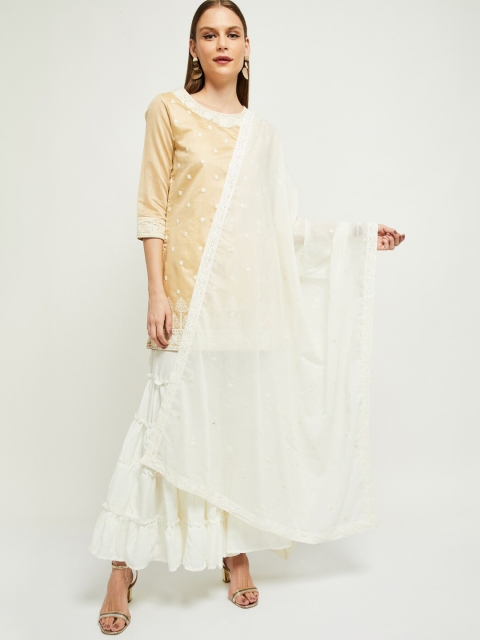 

max Off-White Embroidered Dupatta