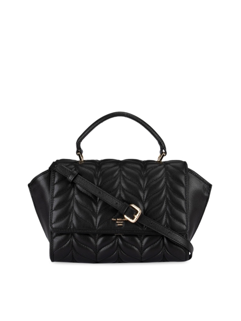 

Da Milano Black Solid Leather Handheld Bag