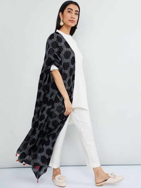 

max Blue & White Printed Dupatta