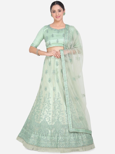 

Mitera Green Unstitched Lehenga & Blouse with Dupatta
