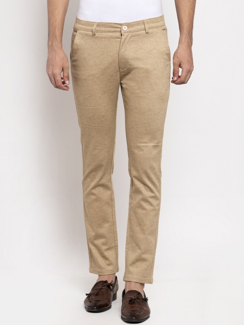 

Rodamo Men Khaki Slim Fit Solid Regular Trousers