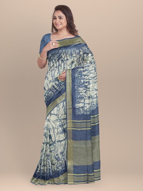 

BharatSthali Blue Printed Saree