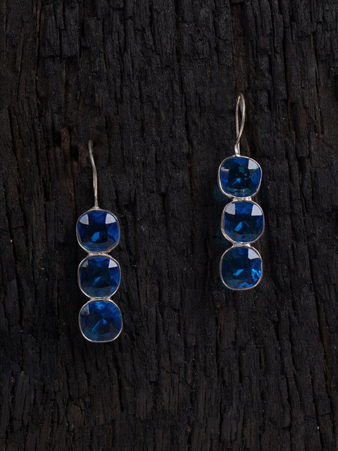 

Shoshaa Silver-Plated & Blue Handcrafted Circular Drop Earrings
