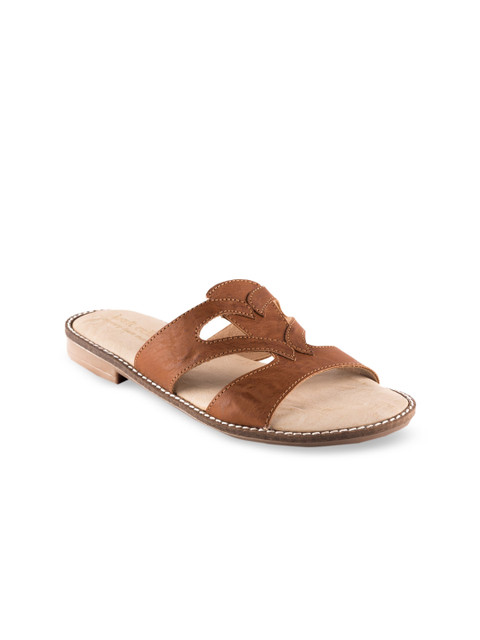 

Kraft Cellar Women Brown Solid PU Open Toe Flats