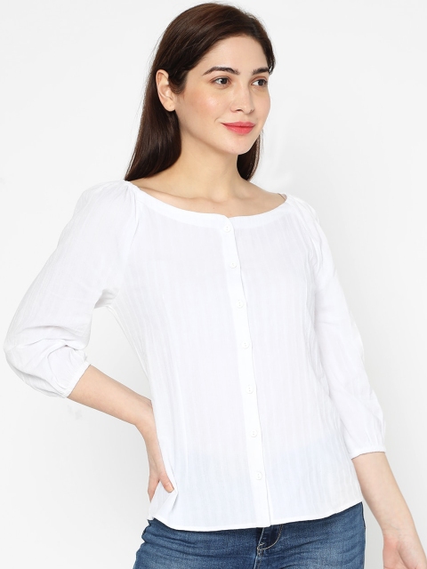 

Deal Jeans Women White Solid Shirt Style Top