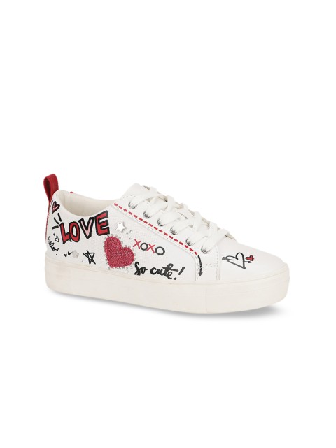 

ALDO Women White Printed Sneakers