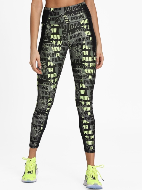 

Puma Women Black & Yellow Printed DryCELL Technology Tights