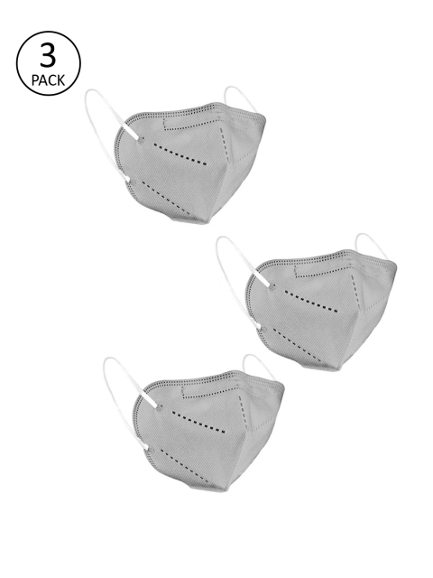 

OOMPH Pack of 3 Anti-Pollution Reusable 5-Layer Mask | Color : Grey