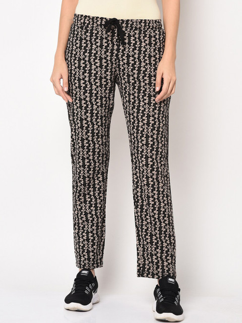 

ELEGANCE Women Black & Beige Printed Lounge Pants