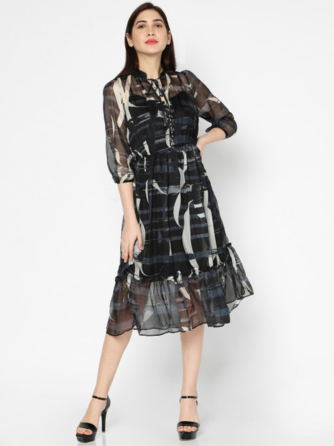 

Deal Jeans Women Black Printed Shirt Dress