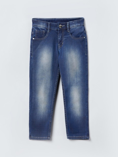 

max Boys Blue Slim Fit Mid-Rise Low Distress Jeans