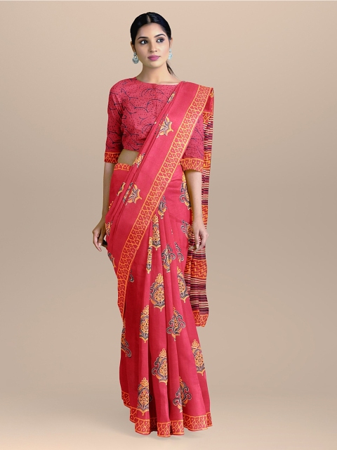 

BharatSthali Pink Printed Pure Cotton Saree
