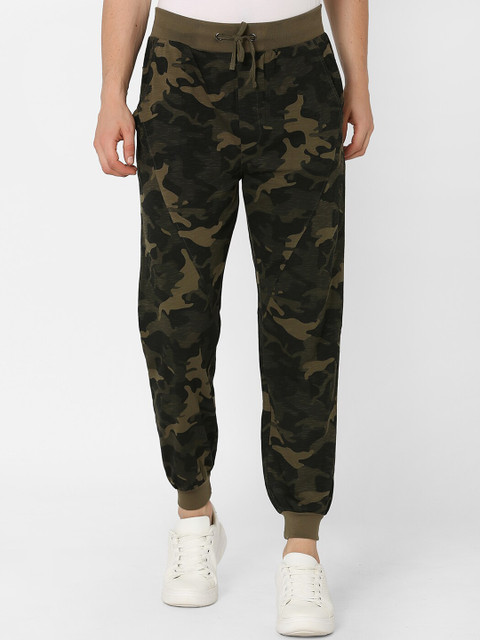 

MARCA Disati Men Olive Green & Brown Camouflage Printed Track Pants