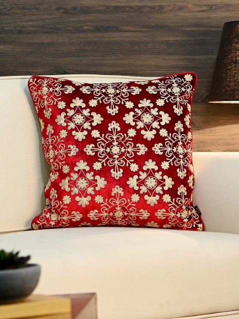 

Pure Home and Living Red Single Embroidered Square Cushion Covers