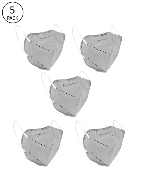 

OOMPH Pack of 5 Anti-Pollution Reusable 5-Layer Mask | Color : Grey