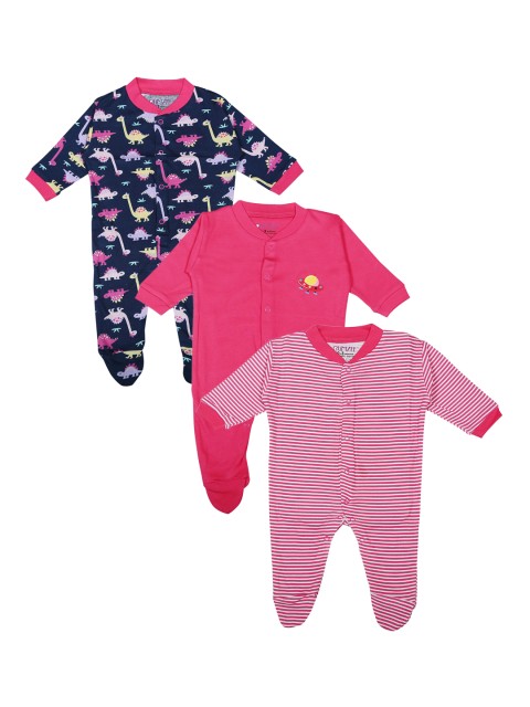 

BUMZEE Infants Pack of 3 Sleepsuits, Pink