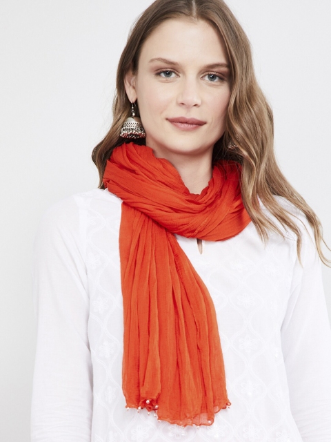 

max Orange Solid Dupatta