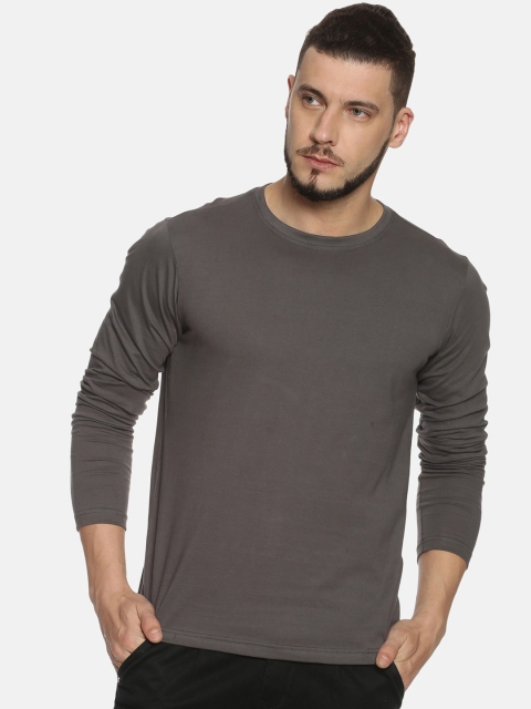

IVOC Men Grey Solid Round Neck T-shirt