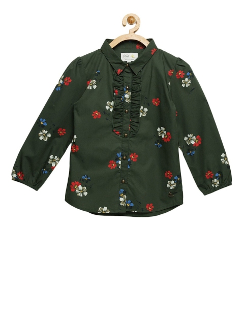 

Cherry Crumble Girls Green & Red Printed Shirt Style Top