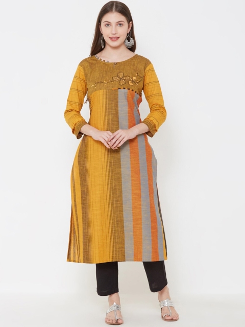 

FASHOR Women Multicoloured Striped Straight Kurta, Multi